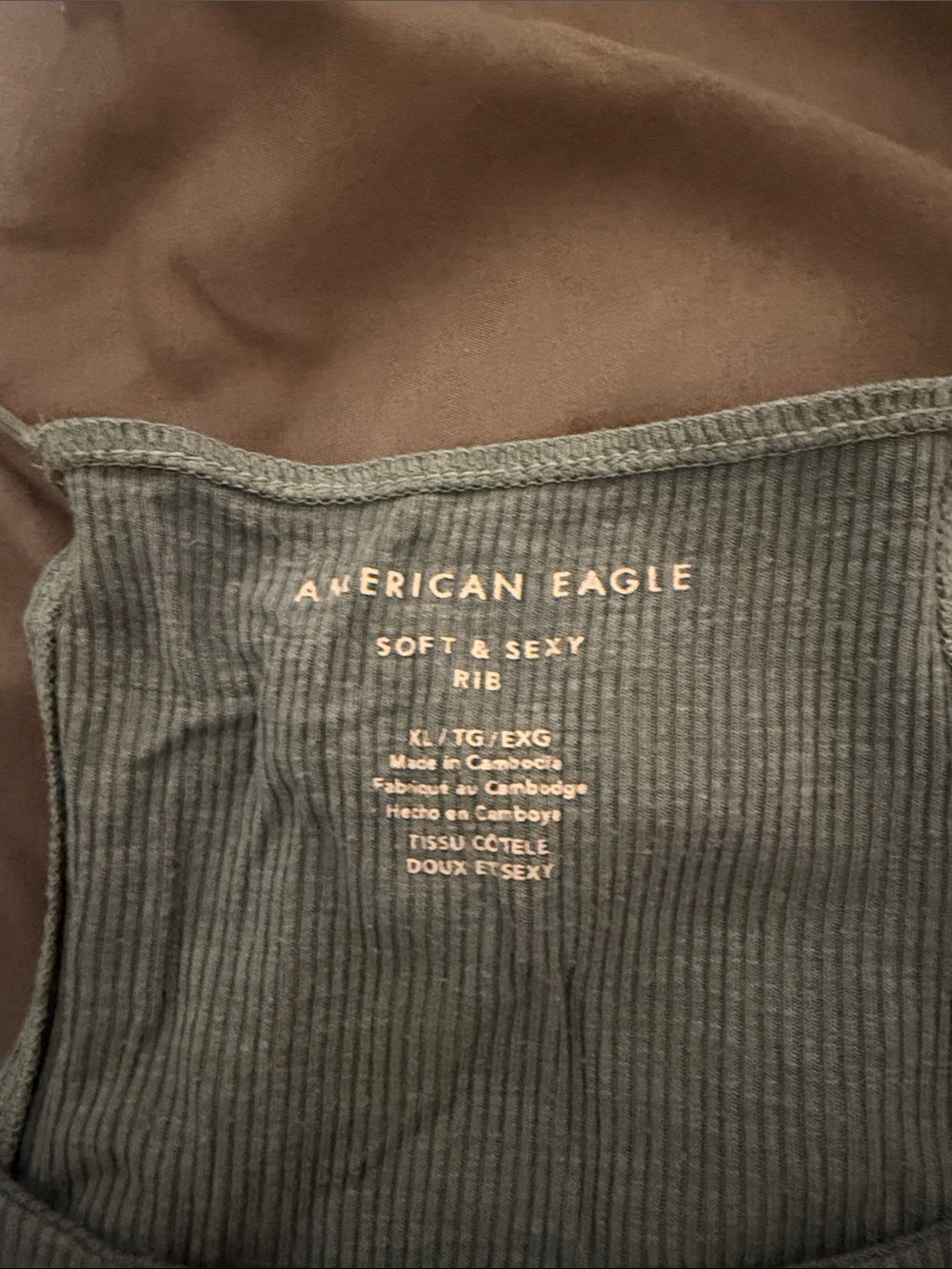 American Eagle Outfitters Dusty Blue Ribbed Tank Top - Picture 2 of 2